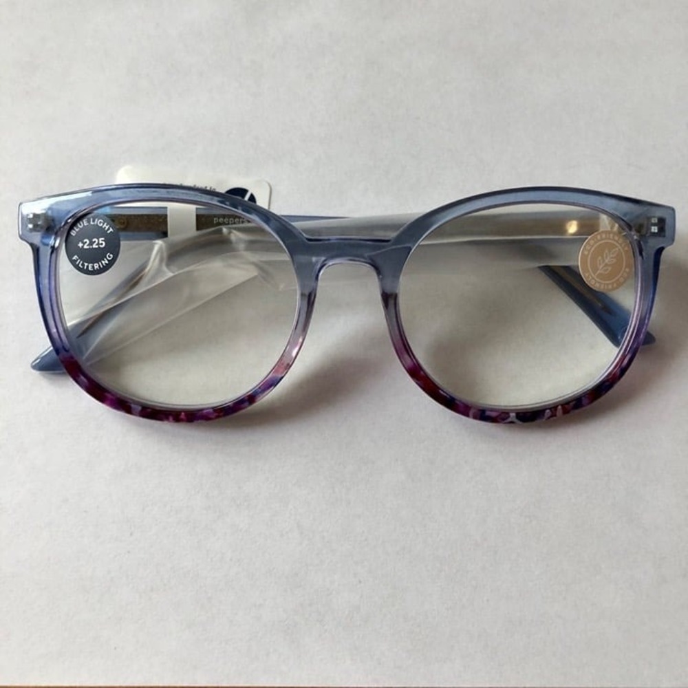 New Light Blue Marble PEEPERS BLUE LIGHT FILTERING Readers +2.25